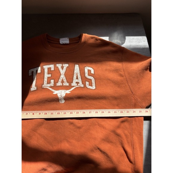 Champion Mens Y2K Texas Longhorns Reverse Weave Sweatshirt XL Distressed Orange - Picture 6 of 10